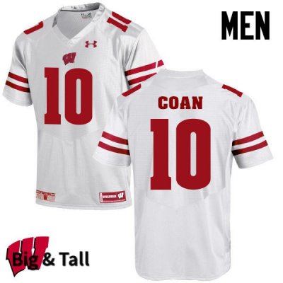Men's Wisconsin Badgers NCAA #10 Jack Coan White Authentic Under Armour Big & Tall Stitched College Football Jersey IJ31C81HW